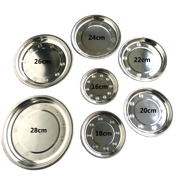 Free Sample Food Grade 304 Stainless Round Tray Flat Dish Stainless Steel Plate
