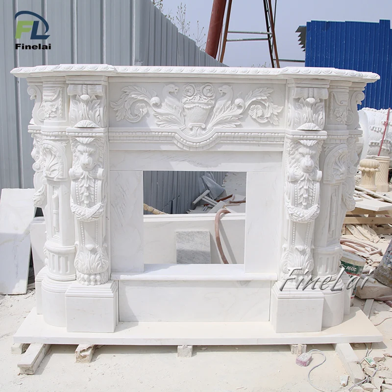 Finelai good quality huge freestanding fireplace stove with lions