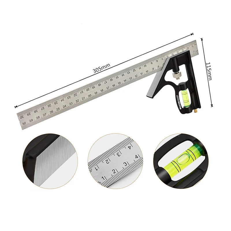 Measuring Tools Combination Square Adjustable Angle Ruler Degree Tool