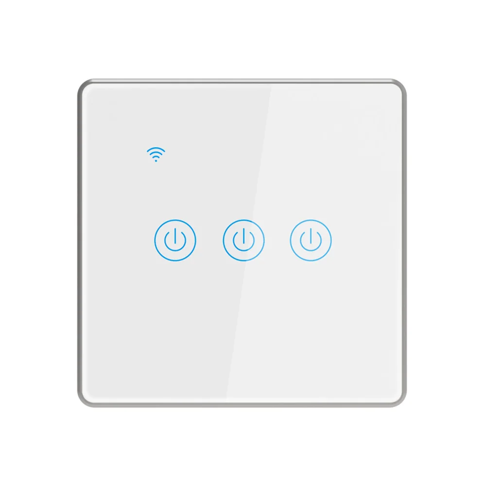 ksmt  tempered glass metal frame touch switch  smart switch villa/home/stars hotels using 3Gang1Way black silver border