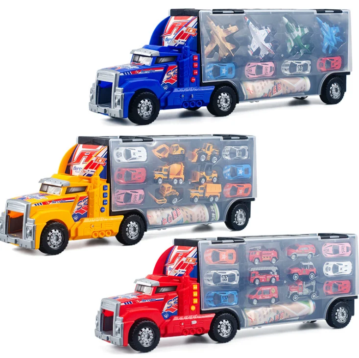 
Large portable container truck toy car military engineering fire truck excavator alloy car boy toy 