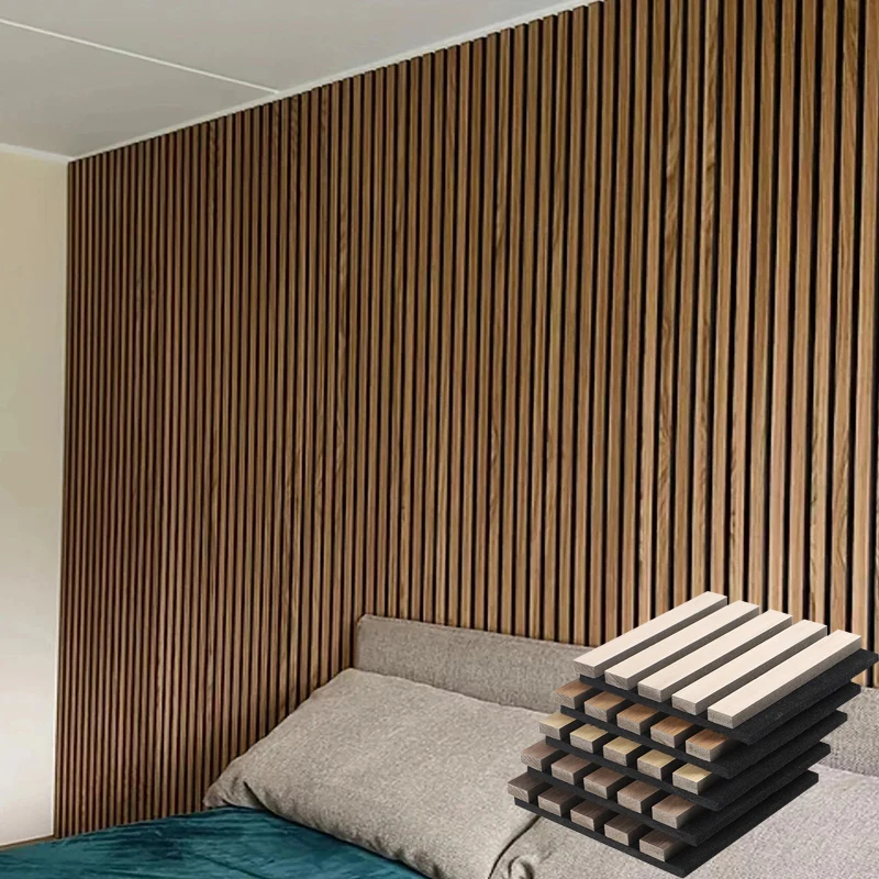 Aveeno MDF Polyester Fiber WPC Other Home Decor Boards Soundproof Wooden Grain Slat Acoustic Foam Wall Panels For Interior