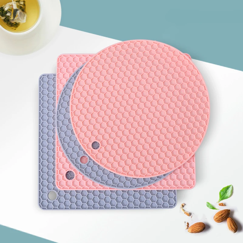 Food-grade Honeycomb Heat Insulation Pad Placemat Circle Coffee Cup Pan Table Trivet Non-slip Square Silicone Hot Pot Mat