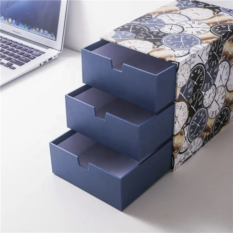 Unique design school desktop stationery storage box 3 layer drawers office desk organizer
