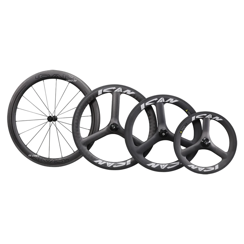 carbon fiber 3 spokes road bike T700 20inch 24inch BMX Carbon Rims for Folding Bike Wheel basalt braking surface