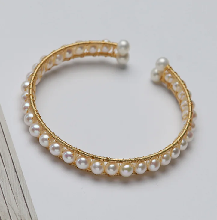 Handmade 7-8mm AAA near round fresh water genuine pearl stretch bracelet
