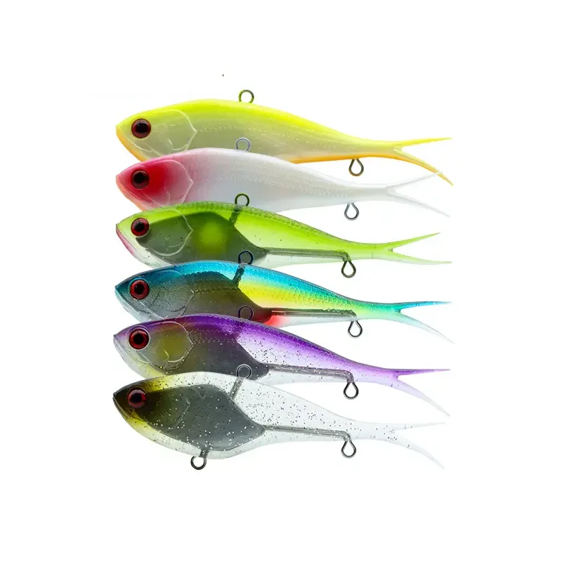 New Design 13cm 60g Saltwater Sinking Split Tail Soft VIB Fish Lure Build In Lead Sinker  Vibra Lure soft fishing lures