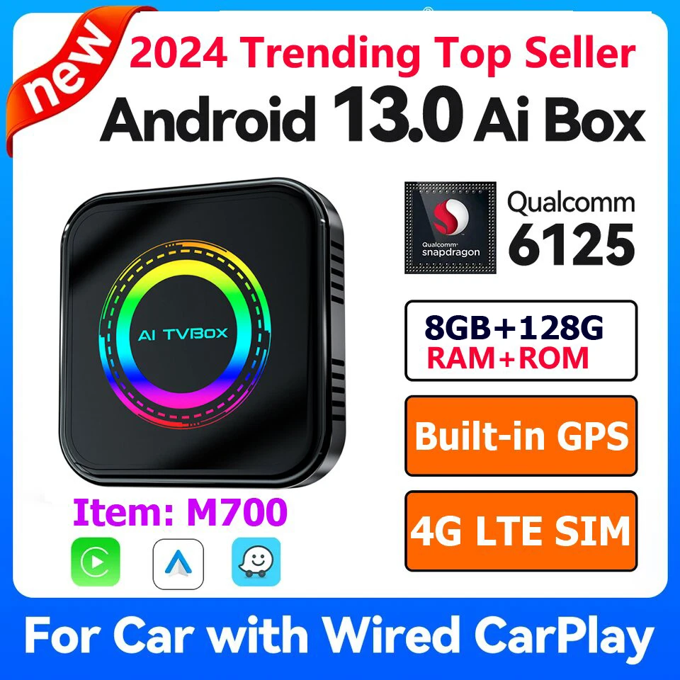 Wholesale 3 in 1 Wireless CarPlay Smart Car Ai Box M700 8g 128gb with Streaming YouTube Netflix Wifi GPS 4G-SIM LTE Android 13