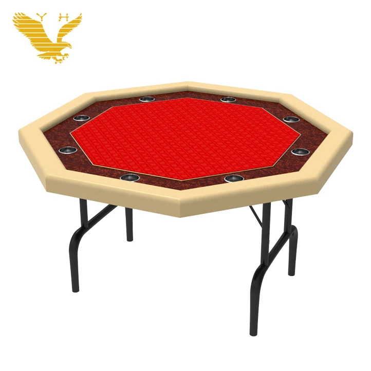 YH Wholesale Octagon Shaped Strong Folding Legs Gambling Poker Card Table With Felt Mat