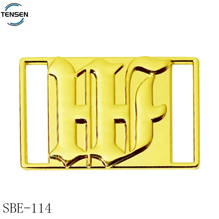 Custom hollow design underwear strap adjuster gold plated bra hardware metal buckle connectors with logo