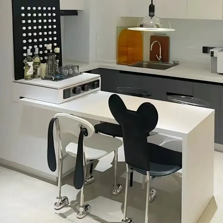 Light luxury modern minimalist kitchen island dining table integrated rock board home multifunctional storage kitchen island