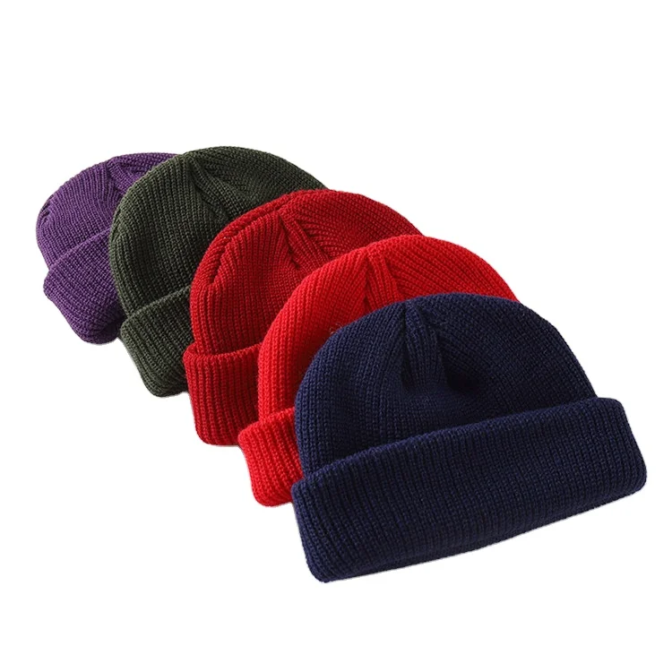 
Custom color blank beanies acrylic wool knit fisherman beanie 