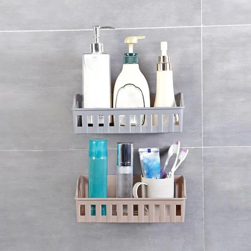 2023 Punch-free bathroom shelf plastic toilet bathroom vanity wall hanging storage rack basket cosmetics organizer rack