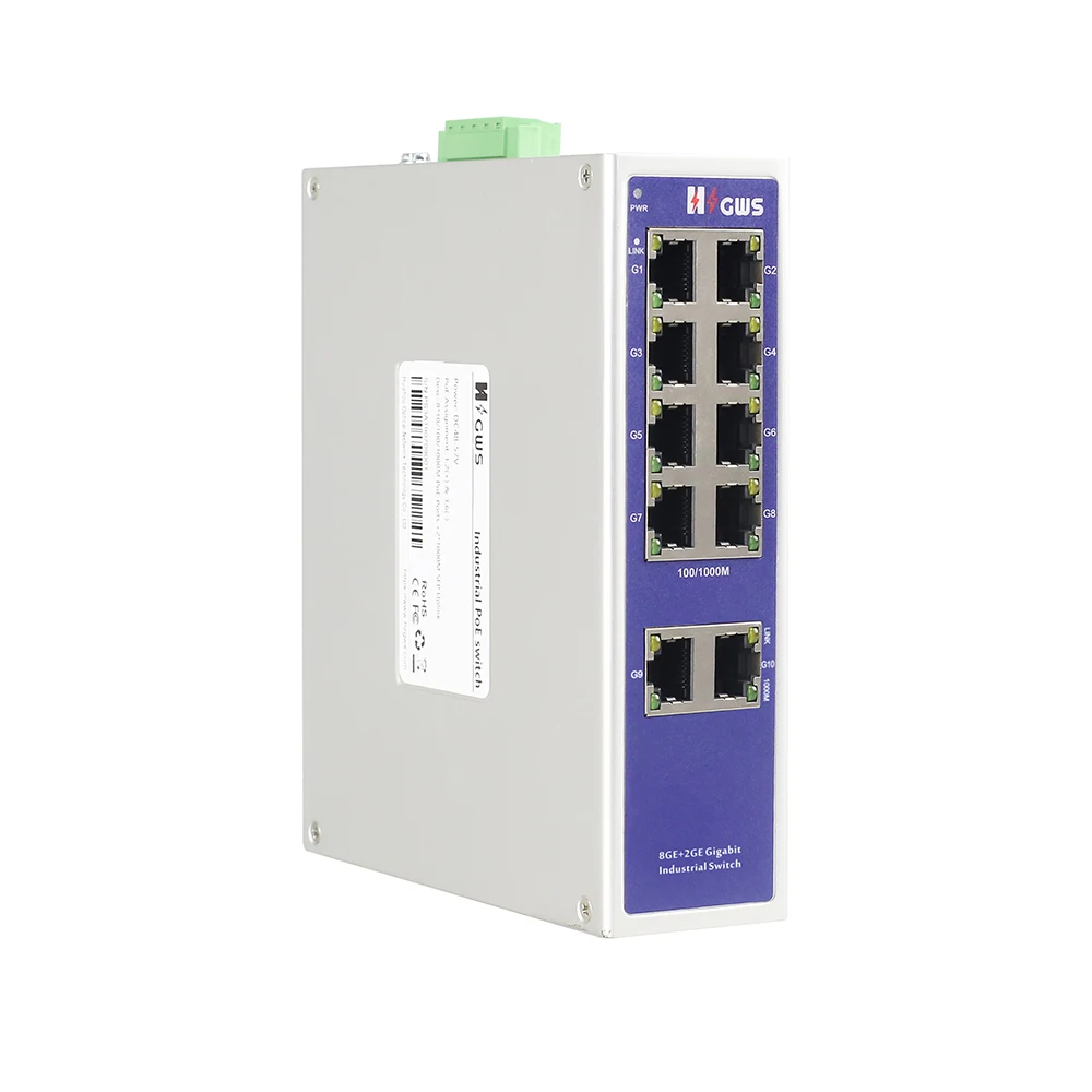 ONV sub-brand Factory Price 8+2 1000M Ethernet Ports DIN rail Industrial Ethernet switch Support 12-48V input