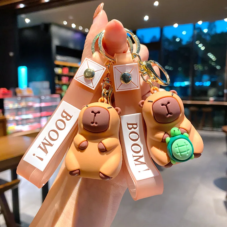 New Cartoon Capibala Bear Keychain Cute Doll Pendant Couple Bag Car Pendant