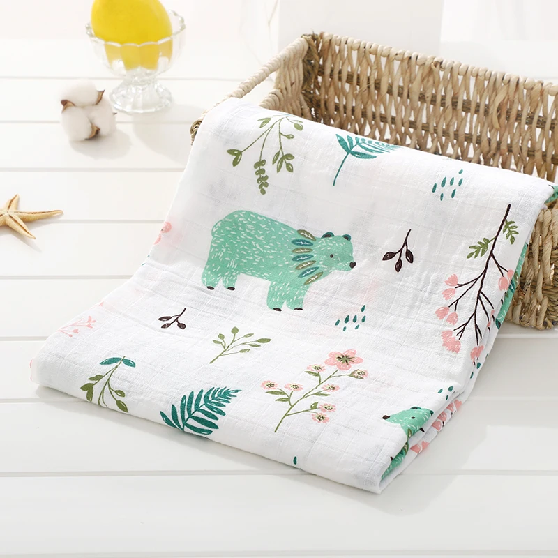 Sample random color high quality soft two-layer soft baby material cotton gauze blanket
