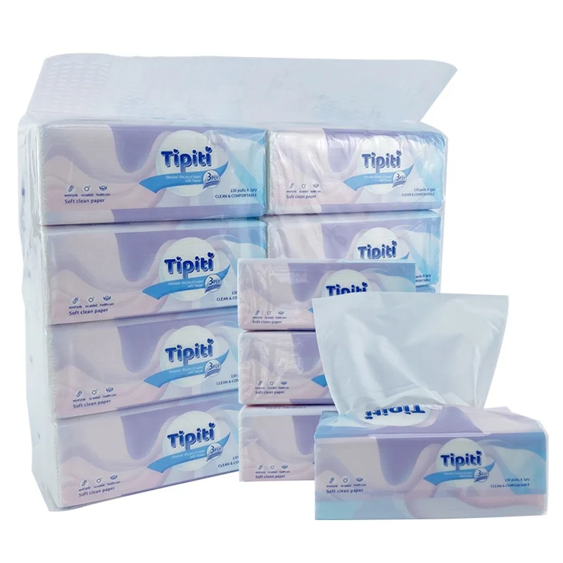 Hot Sale Wholesale OEM Super Soft Raw Material Virgin Wood Pulp 3 Ply Facial Tissue Paper