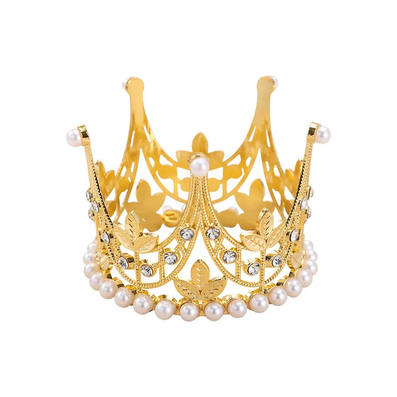 Fashion metal full round crown birthday cake small circle tiaras kids tiara crown