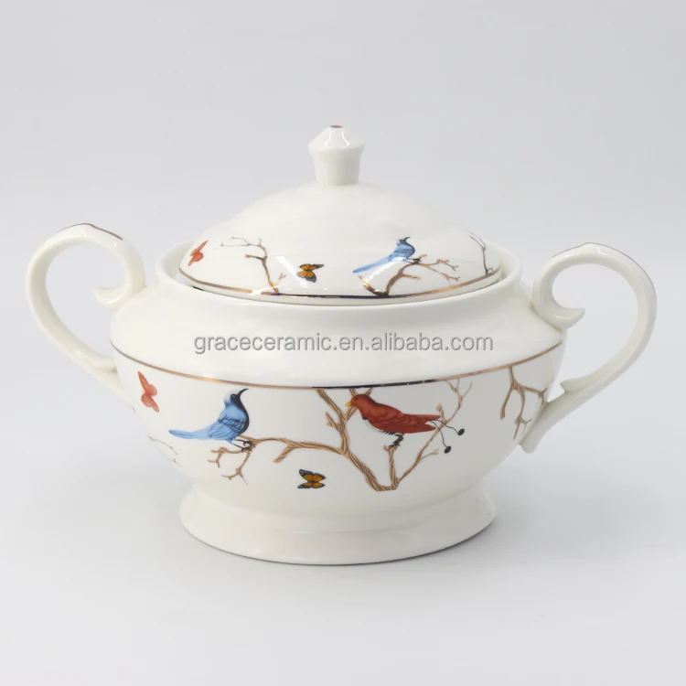 27pcs Customized Design Gold Rimmed Bone china Crockery Set Porcelain Ceramic Luxury Dinnerware Sets For 12