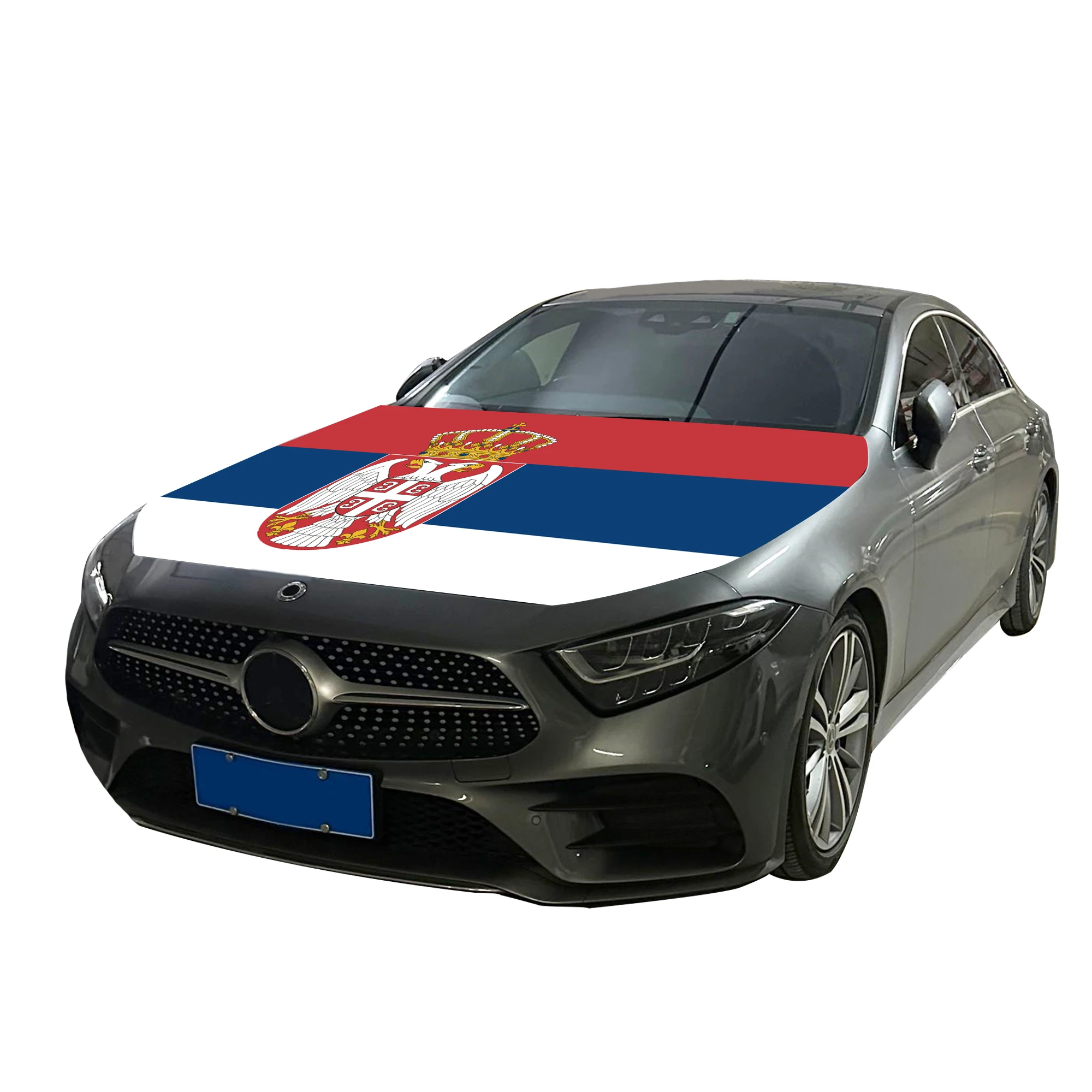 Доступный Национальный чехол для капота автомобиля флаг сербского автомобильного двигателя Прямая продажа с завода полиэфирная ткань