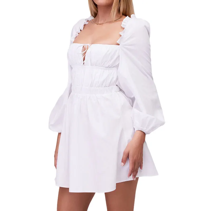 INNOVATE WHITE GATHERED OPEN BACK MINI DRESS low cut back mini dress