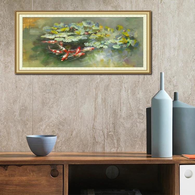 Factory directly offer canvas oil painting artworks abstract koi fish