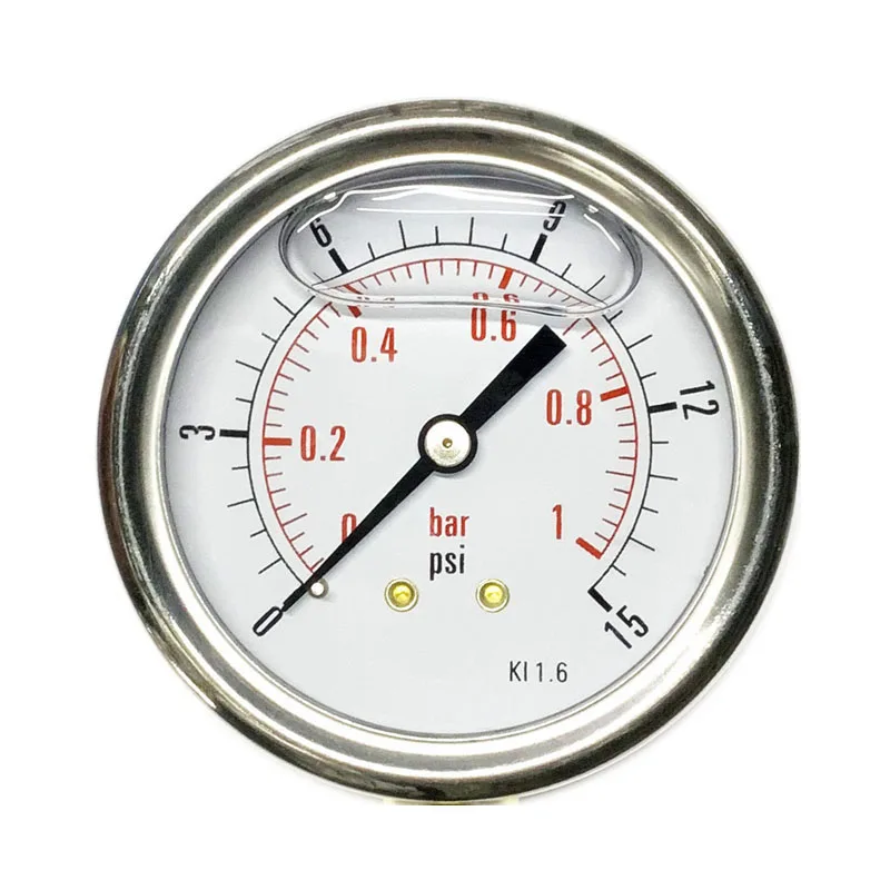 Ударопрочный Двойной манометр, масляный Манометр с глицерином, 2,5 дюйма, Y63 0-1 бар/15 фунтов на кв. дюйм, 1/4NPT