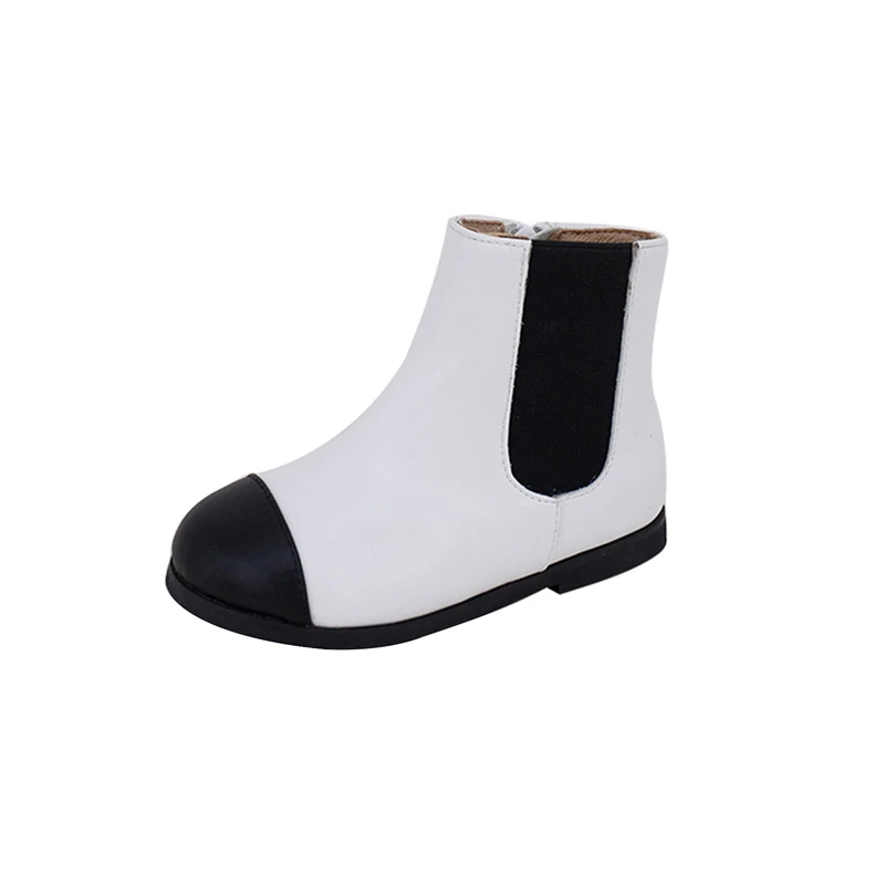 Fall Boots for Kids Boy White Leather Boots Casual Low Platform Heel Shoes High Quality Black Midi Ankle Boots Litter Girls