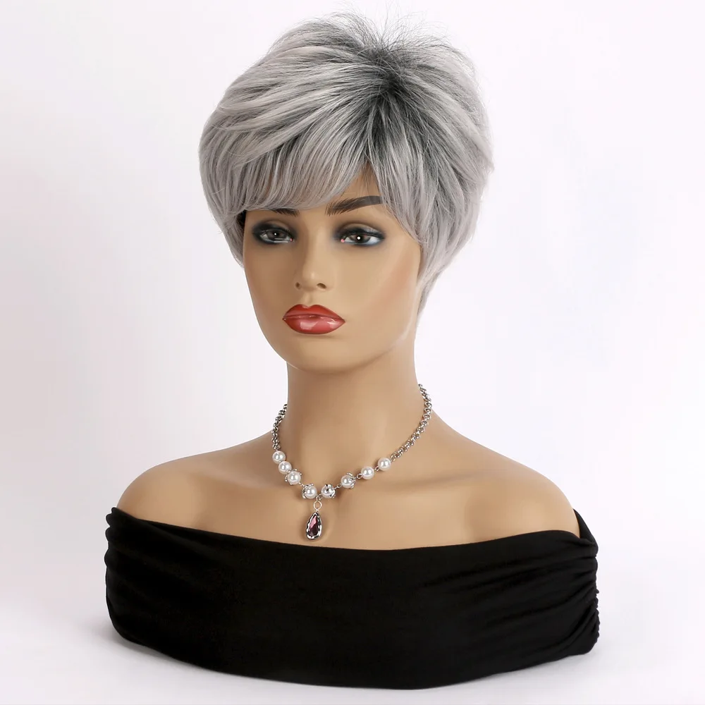 2024 Cheapest pixie cut synthetic wig heat resistant fiber synthetic wigs machine made wigs for women