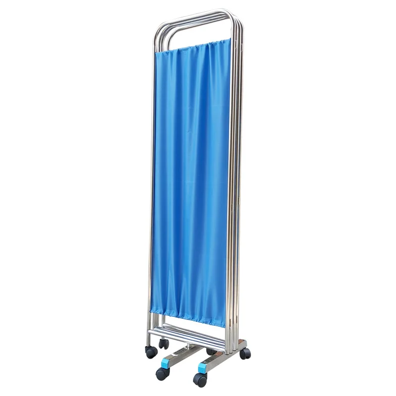 High Quality Four Section Stainless Steel Foldable Privacy Screen with Wheels for Clinic Ward Screen