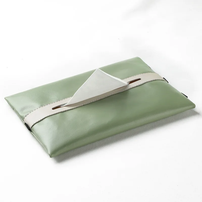 Multifunction Hanging Paper Organizer Car Tissue Holder Solid Color Pu Leather Tissue Box