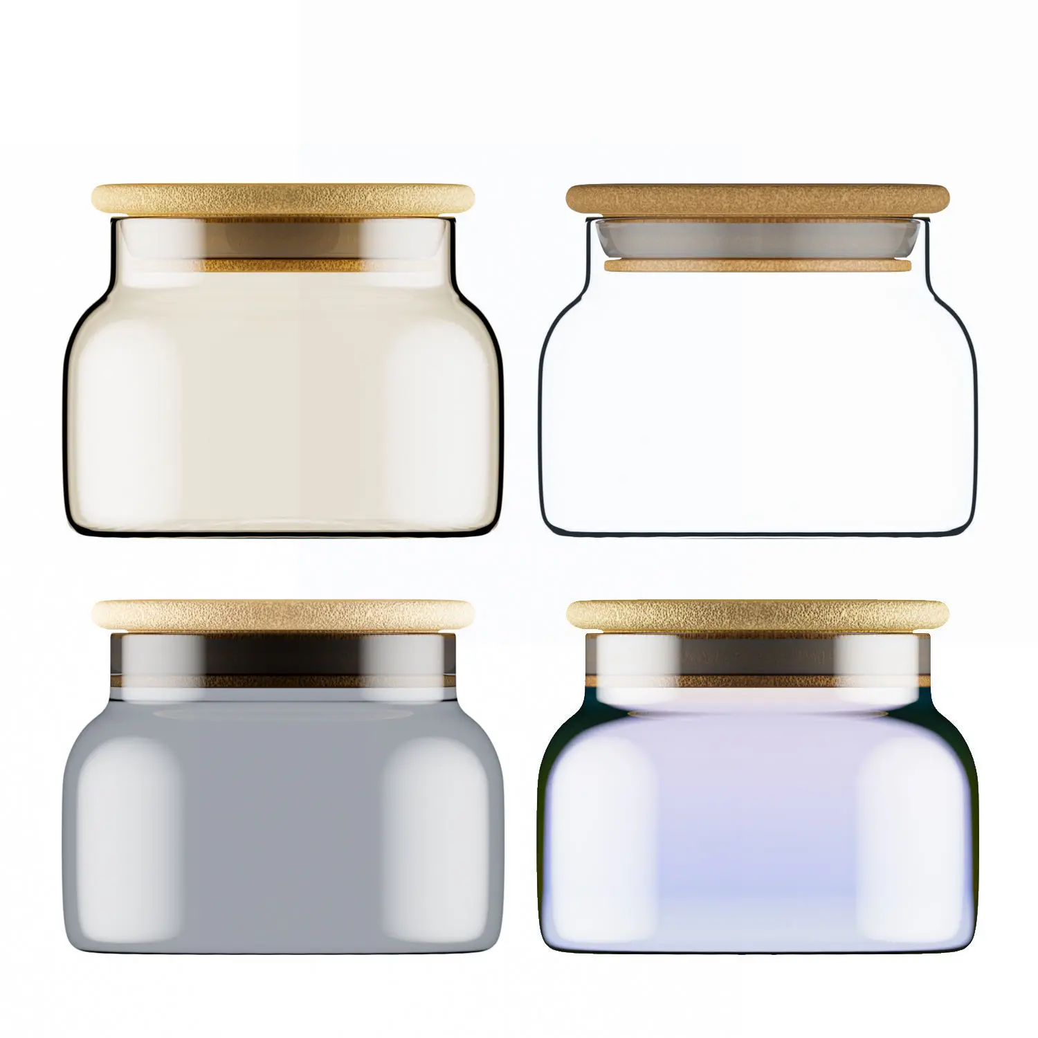 High Quality Custom Logo Heat Resistant Food Storage Pantry Glass Candy Spice Round Glass Storage Jars With Airtight