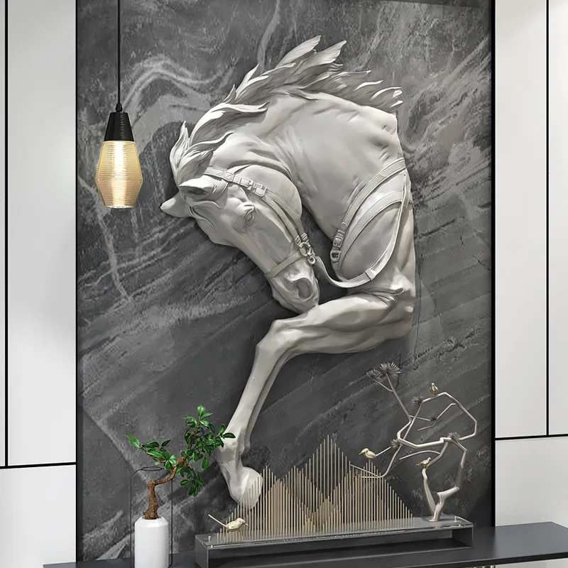 3D walls drawing art diy home decor wall mount Horse Staute wall hanging Half Horse Staute