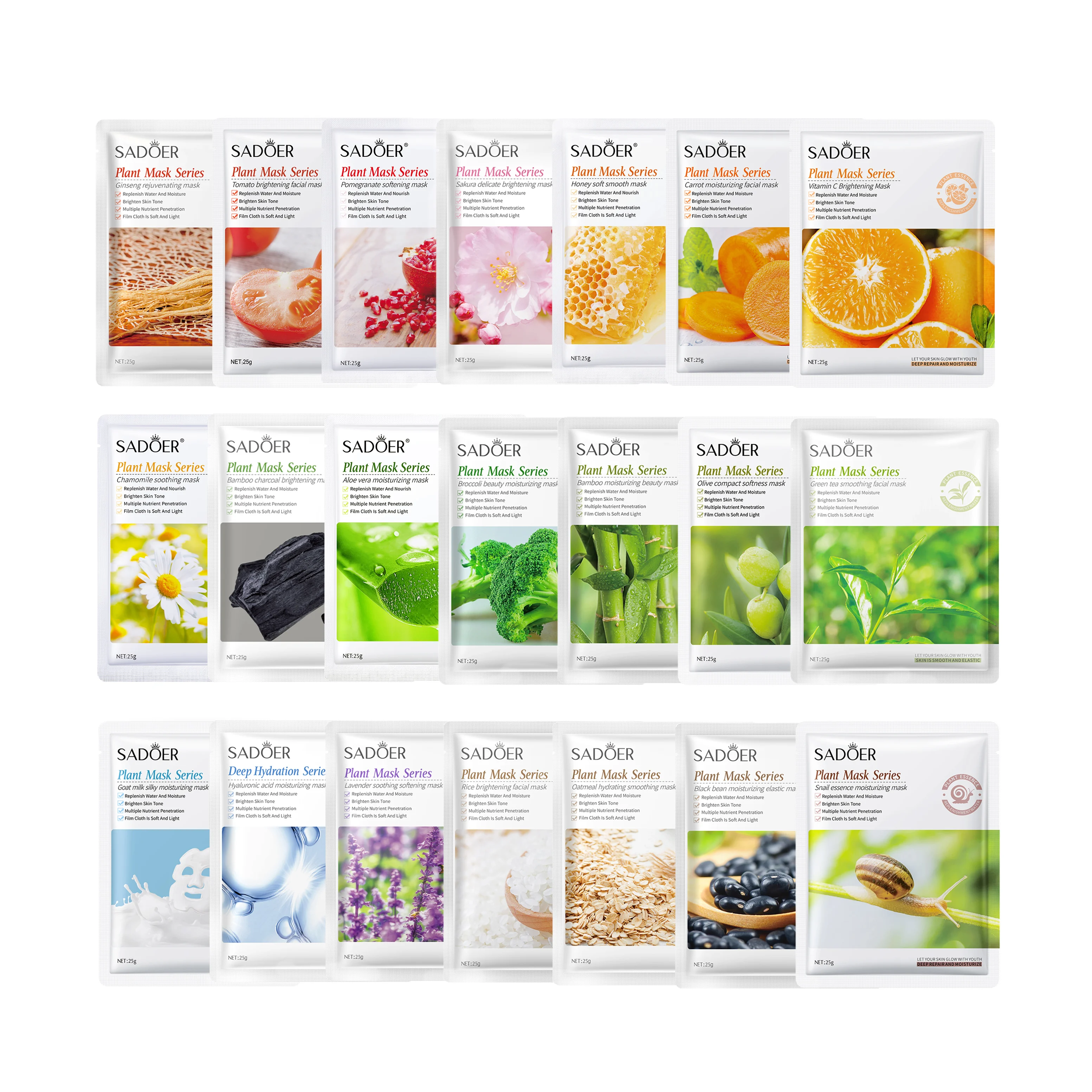SADOER Private Label Plant Fruits Face Mask Moisturizing Skin Care Organic Mascarillasl Facial mask