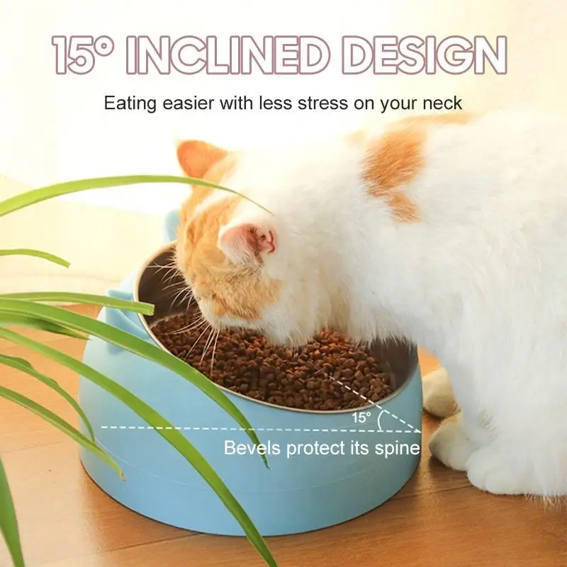 New Factory Hot sale Stainless Steel Anti Overturning Double Bowl Pet Slow Feeder Bowl Cute Cat Dog Food Bowl