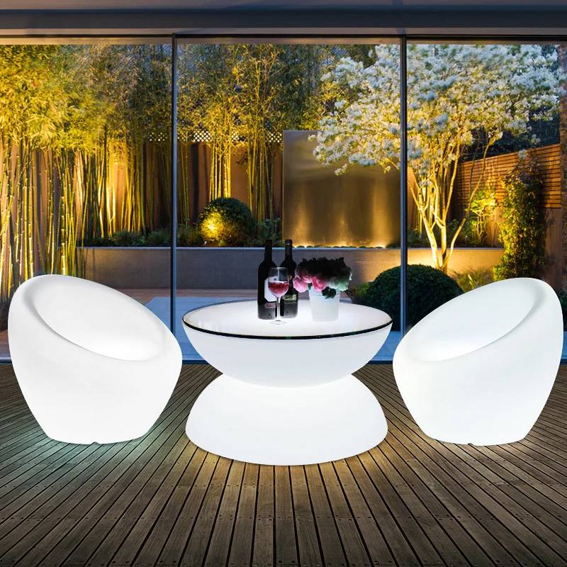 Patio Furniture/ Led Cube table/Led Outdoor Rechargeable Modern Cube Waterproof Led Furniture Garden Sets Table Chair