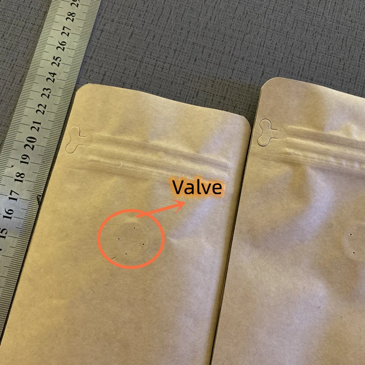 Customized Gravure Printing OEM Zipper Top Three Side Seal Ziplock Kraft Paper Food Packaging Bag