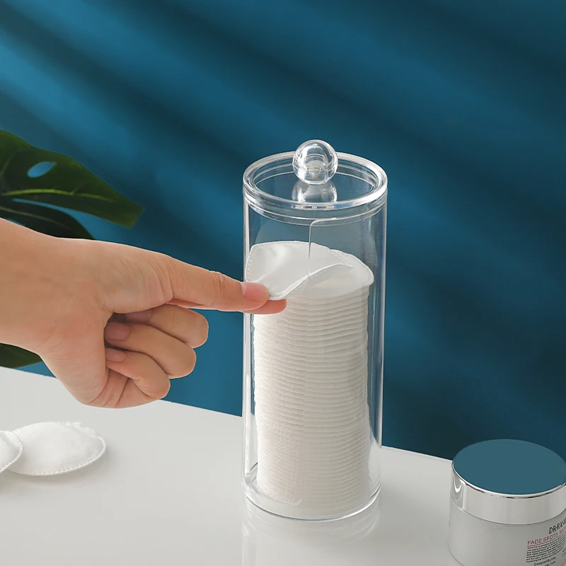 Clear Acrylic Cosmetic Container Makeup Holder Organizer Cotton Pad Dispenser