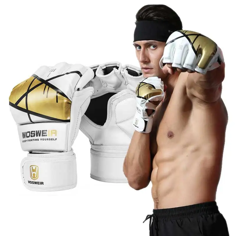Half-Finger MMA Gloves for Kickboxing Karate Muay Thai Training Custom Shock Absorb Hand Protection