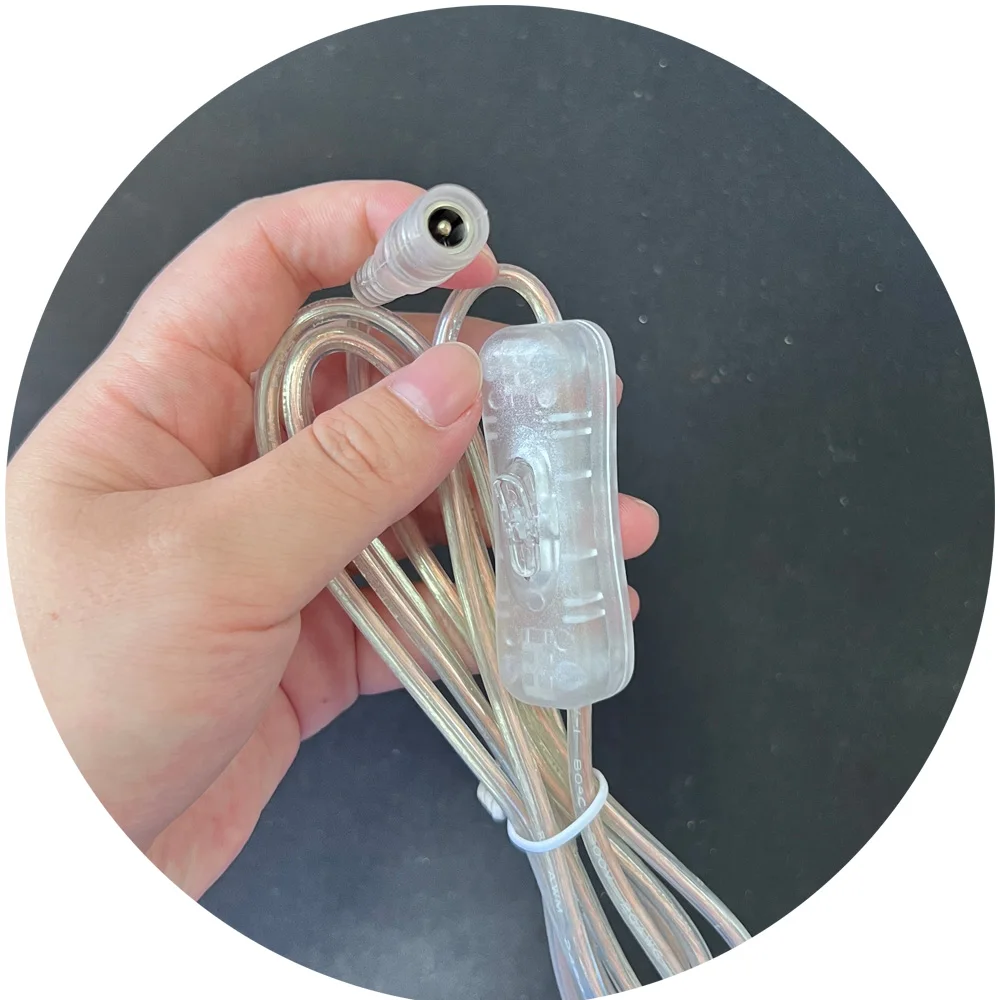 led neon light  transparent 1.5m 5521 DC connector wire with 304 switch for led light