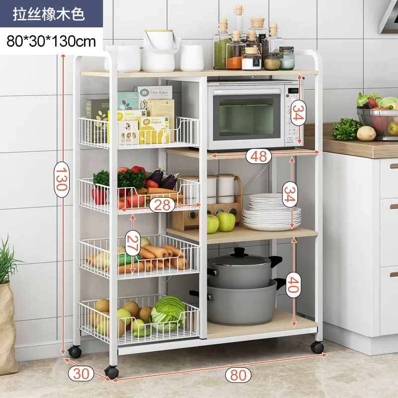Stainless Steel Shelves Multi Functional Floor-standing Microwave Cookware Kitchen Storage Rack Microwave Oven Stand