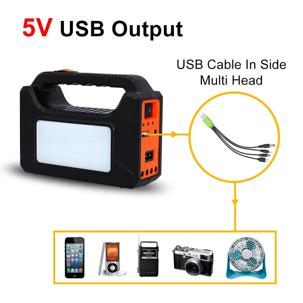 3 Light Bulbs Home Lighting Super Portable Lead Acid Battery Electric Solar Generator System Phone Charger Solar Power Station