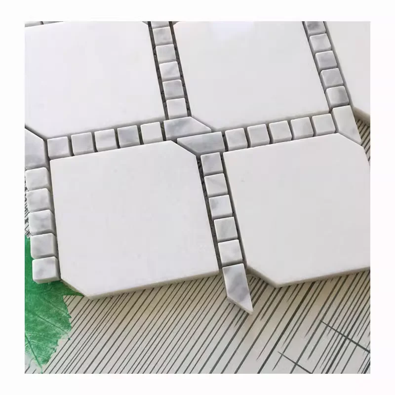 Solid white marble mosaic tile art design classic wall tile decor kitchen backsplash interior wall cladding  square parquet