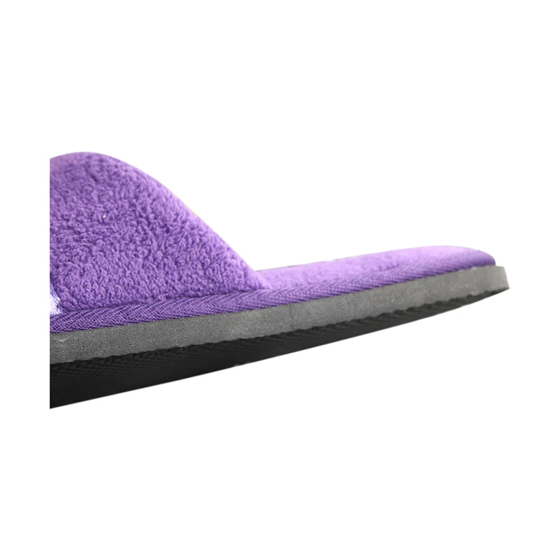 Custom printed logo cheap bedroom eco friendly disposable hotel home winter warm cotton slippers