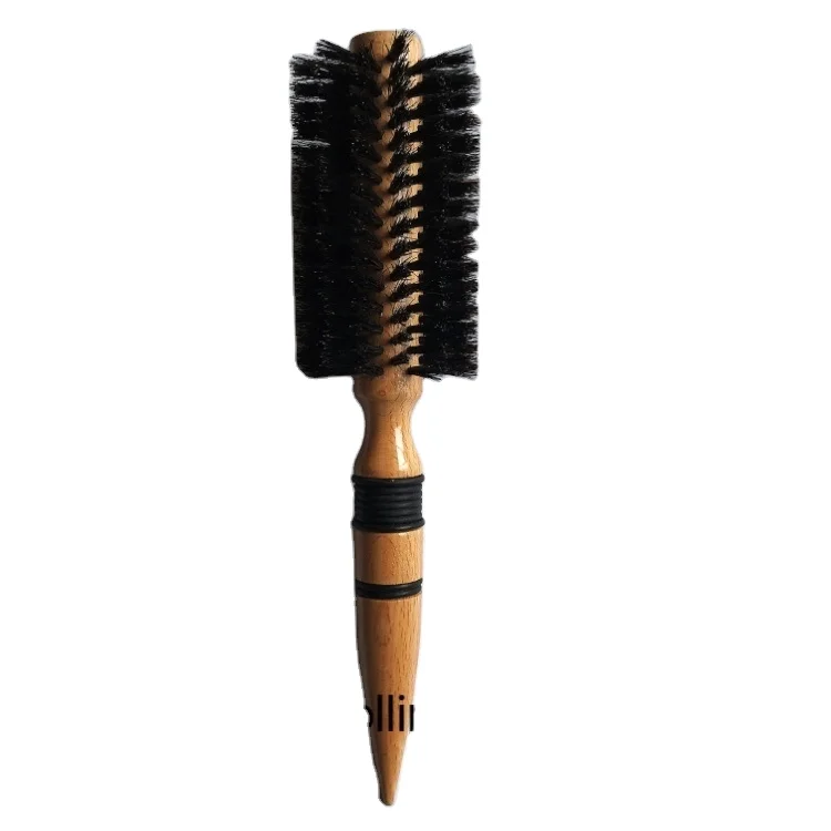 Wholesale 3 Size Beechwood Round Hair Brush Roller Styling Curly Boar Bristle Hair Brush