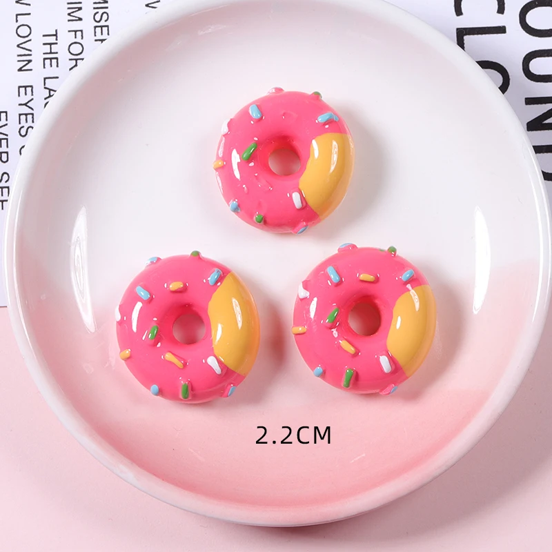 Colorful 2cm mini  Kawaii Donut  kawaii Resin charms DIY earrings phone case decoration pendant  hairpin can add hook
