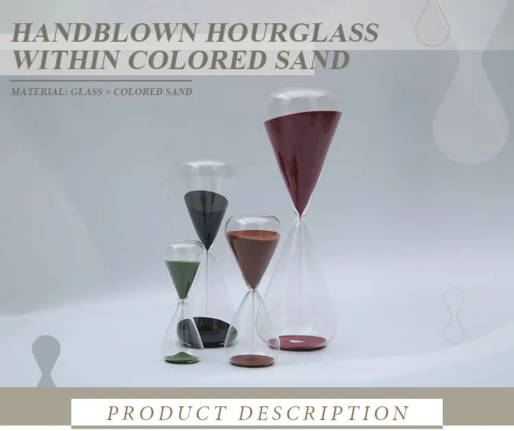 Hourglass timer Mouth Blown multiple time 60 Minute colored Standard Large Glass Hourglass