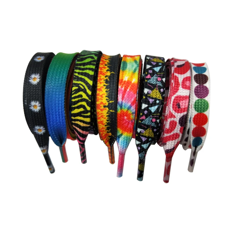 wholesale custom high quality printed heat transfer polyester shoelace