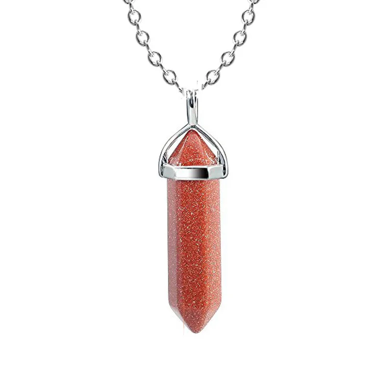 Bullet Shape Real Amethyst Natural Crystal Quartz Healing Chakra Chain Necklaces