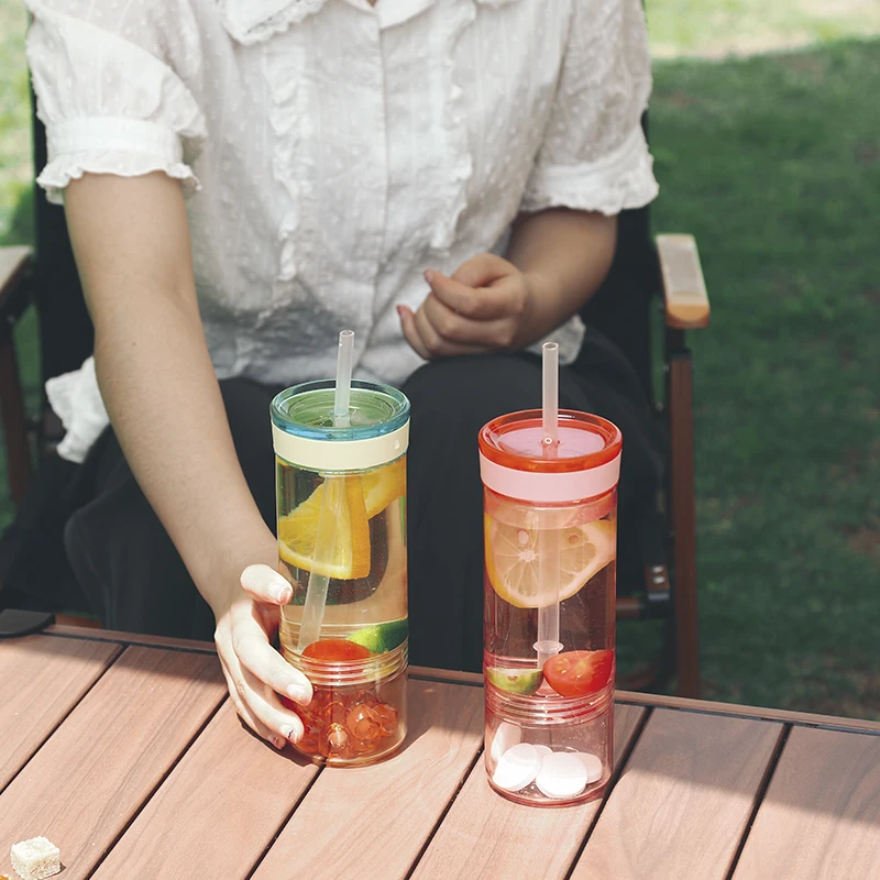 New design hot selling plastic bottle plastic drinking water bottle with straw divide plastic water bottle